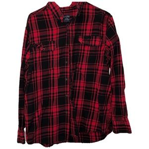 Faded Glory Red Flannel Outdoor/Dress Shirt Large Men